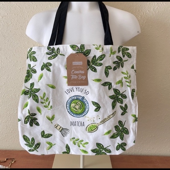 Envogue Handbags - ❌final markdown/price firm - no 50%)❌ Love You So Matcha canvas tote bag NWT